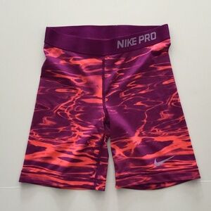 Nike Women's Pro Dri-Fit Compressin Shorts Tight Stretch EUC Purple Orange Small